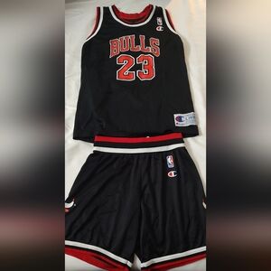 Champion Vintage Chicago Bulls Michael Jordan Jersey Shorts Set Kids Size L12-14